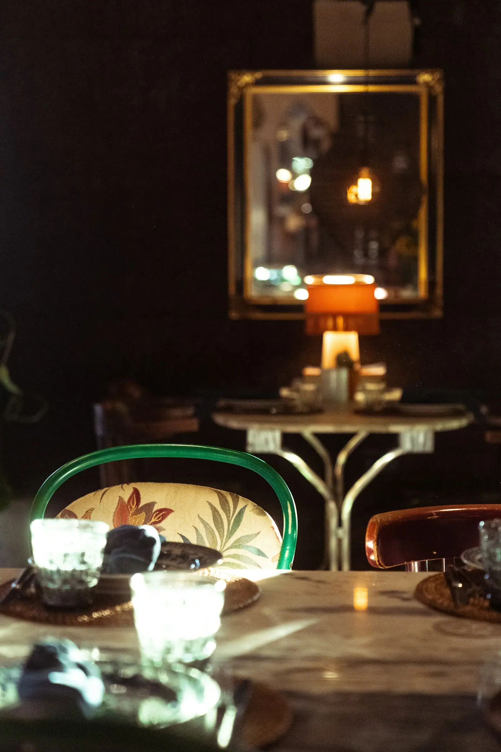 Brown wooden table with chairs