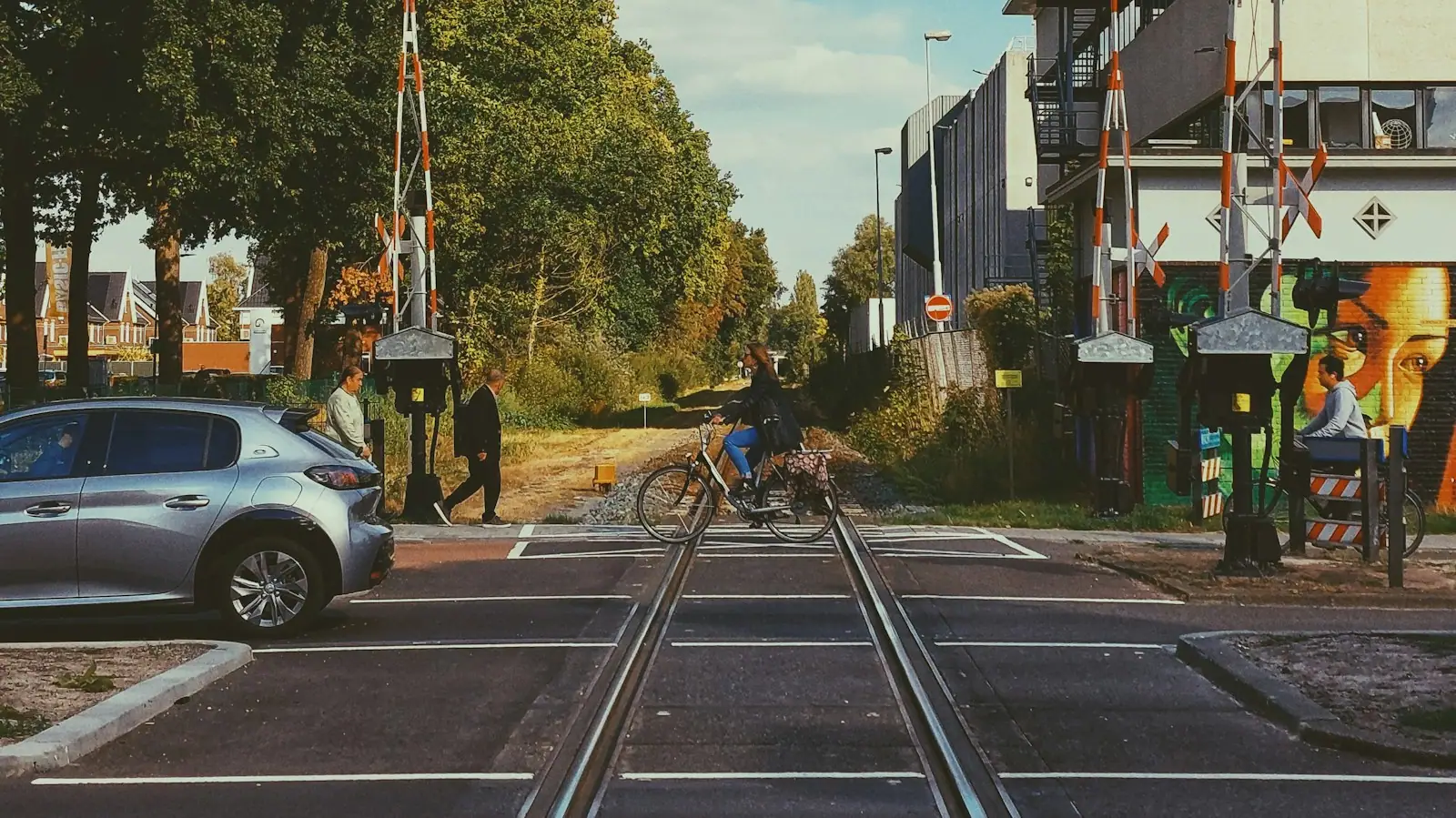 A person riding a bicycle on a street